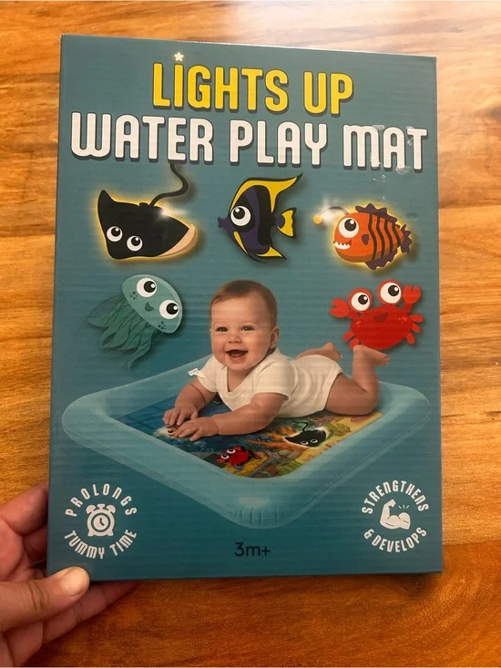 Lights Up Water Play Mat - Baby Tummy Time Splash Toy (Teal)