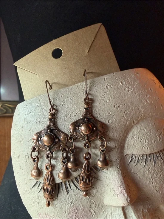 Antique-Style Copper Dangle Chandelier Earrings - Women Jewelry