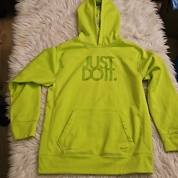 Nike Therma-Fit Neon Yellow “Just Do It” Hoodie – Size Large