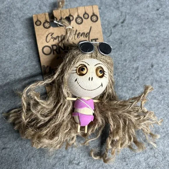 NWT Pier 1 Imports Crazy Head Halloween Ornament Bikini Girl w/Blonde Hair HTF