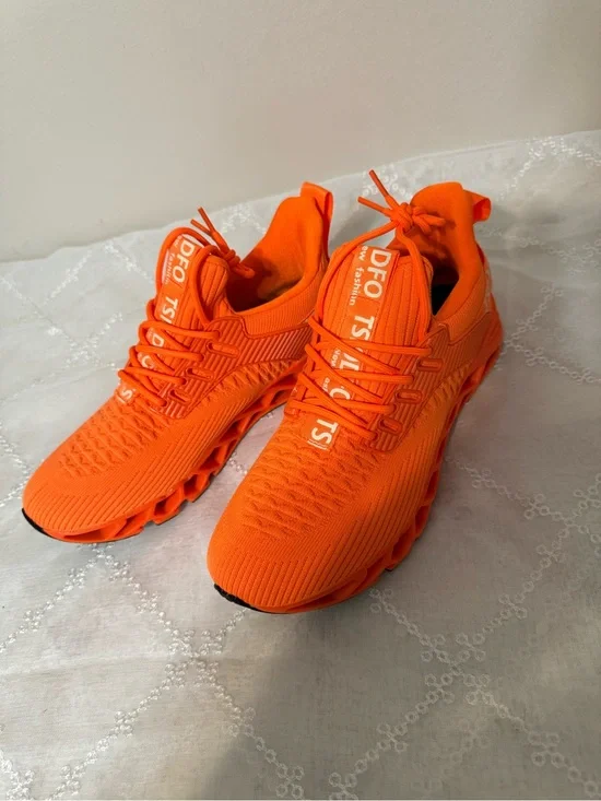 Bright Orange Athletic Sneakers - Text Logo