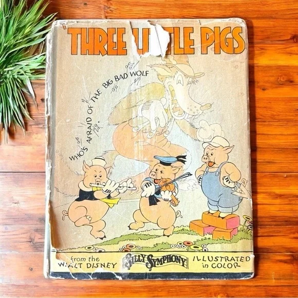 VINTAGE 1933 Walt Disney Three Little Pigs Silly Symphony Illustrated Book
