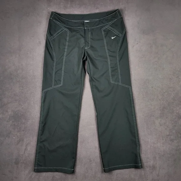 Nike Heritage Sportswear Bootcut Pants Womens XL Black Y2K Contrast‎ Stitch