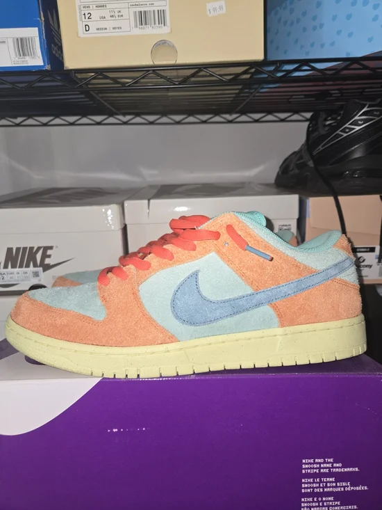 Nike Dunk Low Suede Sneakers in Coral & Aqua