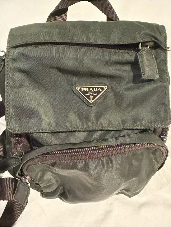 Prada Dark Green Nylon Mini Backpack Crossbody