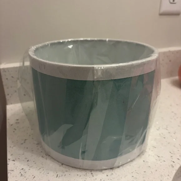Pottery Barn Teal Fabric Lantern with White Trim