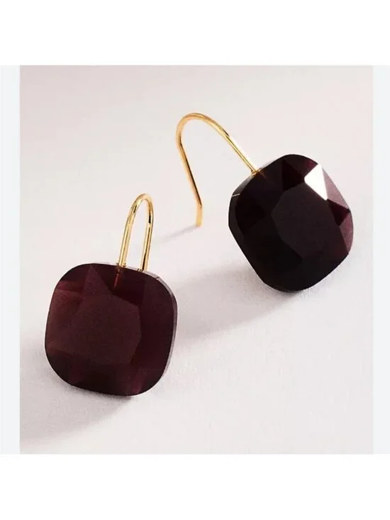 New! Anthropologie Wine Floating Crystal Earrings (3008) NWT