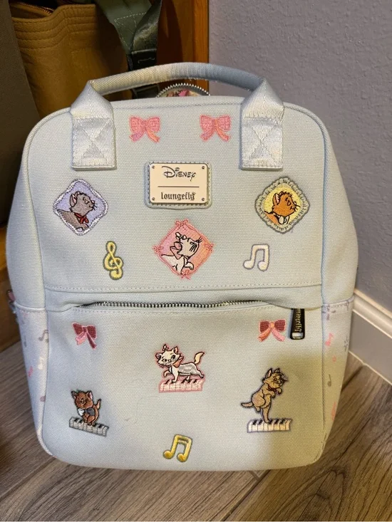 Loungefly Light Blue Disney Marie & Aristocats Embroidered Mini Backpack