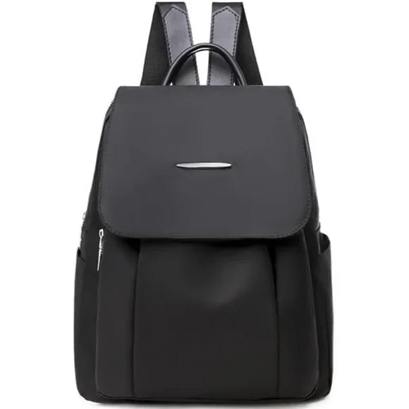 Mini Nylon Backpack for Women Lightweight Travel Purse B Black Small Trendy Bag