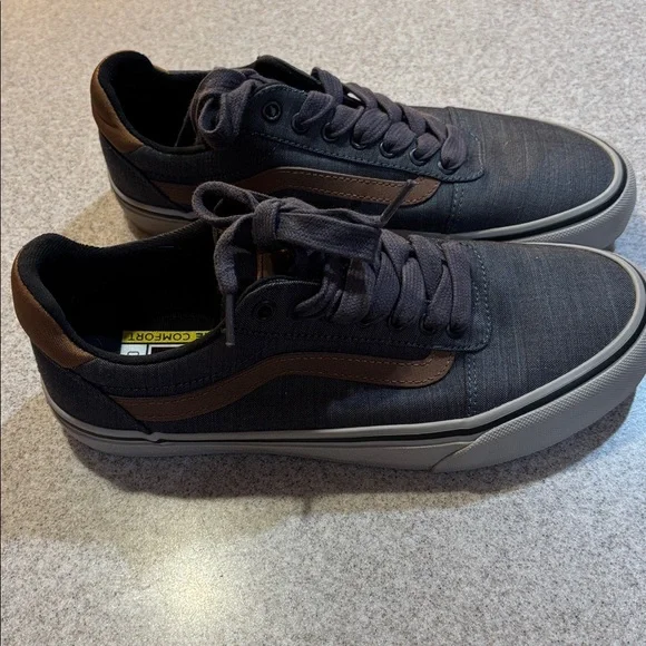 Vans Ward Deluxe Skate Sneakers Gray Brown Ortholite Comfort Men's 8.5