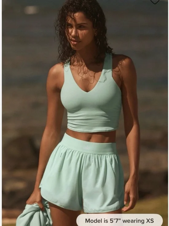 ALO Mint Green Cropped Shorts