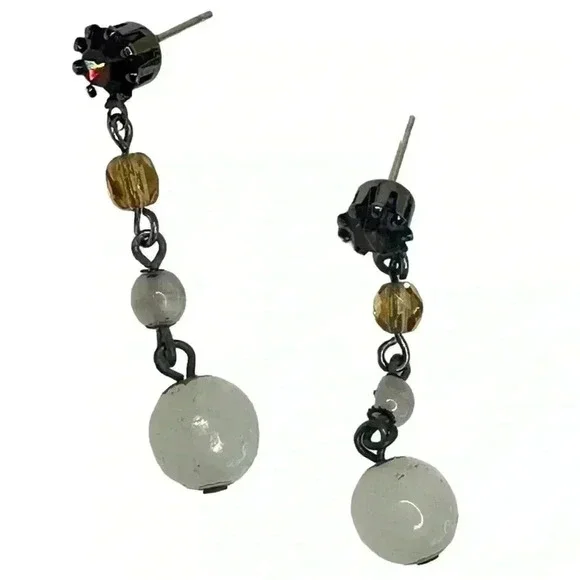 Beaded dangle earrings with topaz studs women’s jewelry