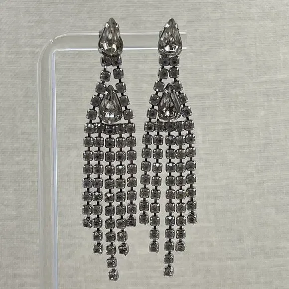 Long Tassel Zircon Crystal Chandelier Earrings Stud Drop Dangle Womens Jewelry