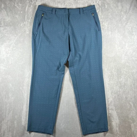 Nike Golf Tour Performance Dri-FIT Pants Womens 12 Blue Tonal Dot Zipper Pockets