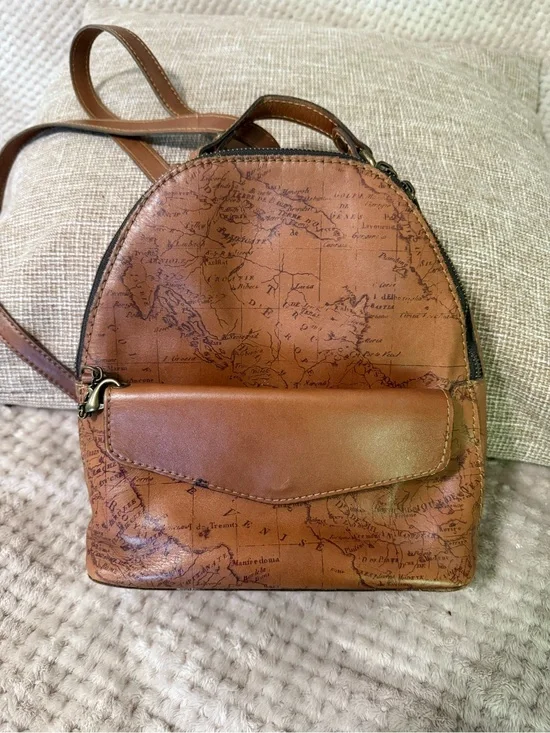 Patricia Nash European Map Leather Mini Backpack Crossbody