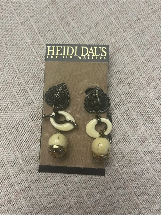 Heidi Daus for Jim Walter’s Gold-Tone and Ivory Dangle Earrings