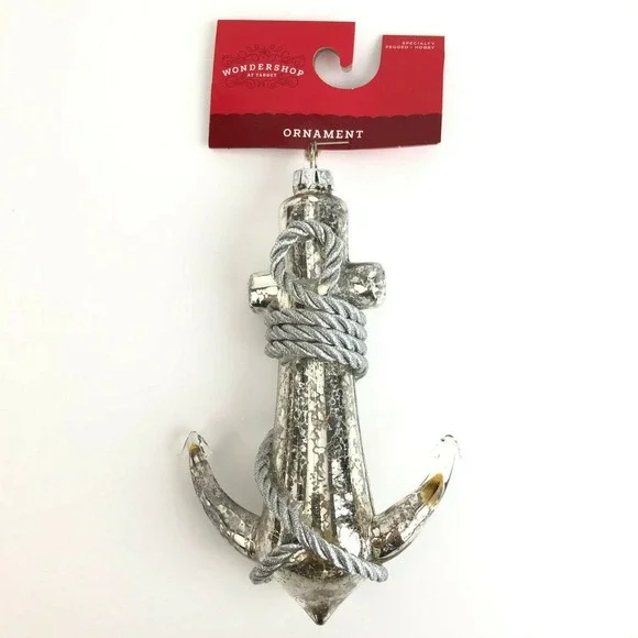 Silver Glass Anchor Christmas Tree Ornament Wondershop Target 2018 6