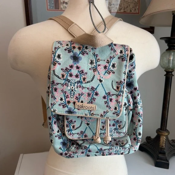 Sakroots Floral Print Light Blue Backpack