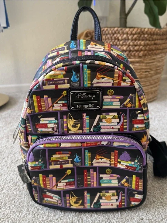 Loungefly Disney Villains Bookshelf Print Mini Backpack Multicolor