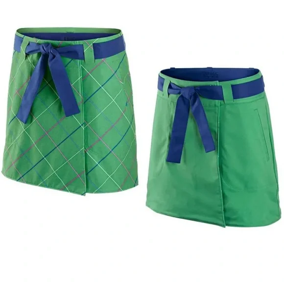 Nike Green and Navy Blue Golf Skirt with Contrast Bow