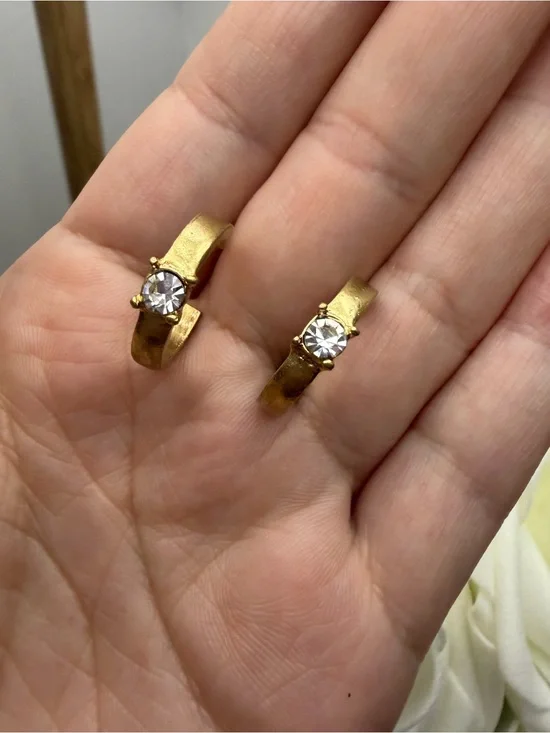Gold Crystal Hoop Earrings - Women's Jewelry