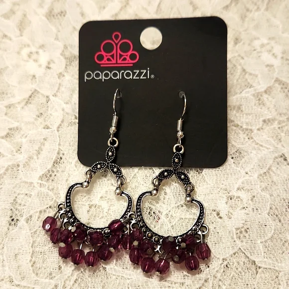 Paparazzi Silver & Purple Earrings
