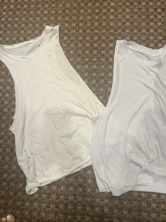 ALO Yoga White Scoop Neck Tank - 2 small medium tanks FIRM price