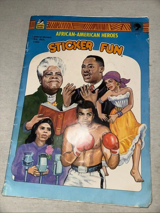Vintage Collectible Sticker Fun African-American Heroes Book - Blue Cover
