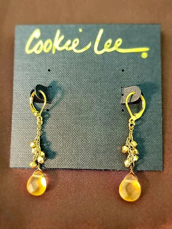 Cookie Lee Gold Tone Drop Earrings