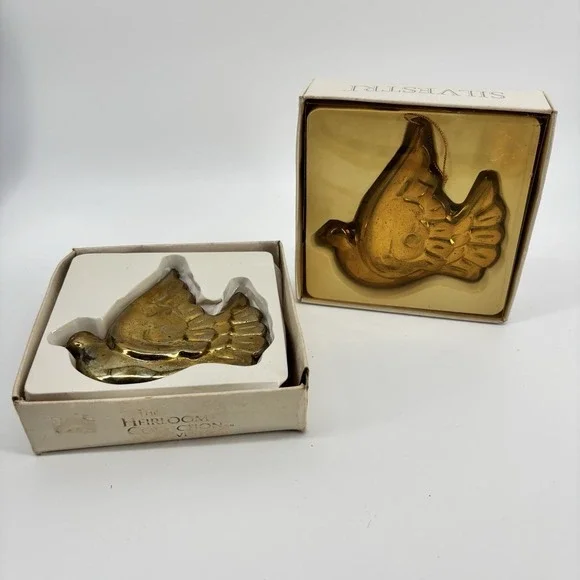 2‎ Vintage Silverplated Dove Bird Christmas Tree Ornament 3.5