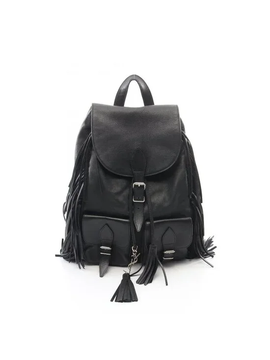 Saint Laurent Paris Backpack Festival Fringe Black Leather