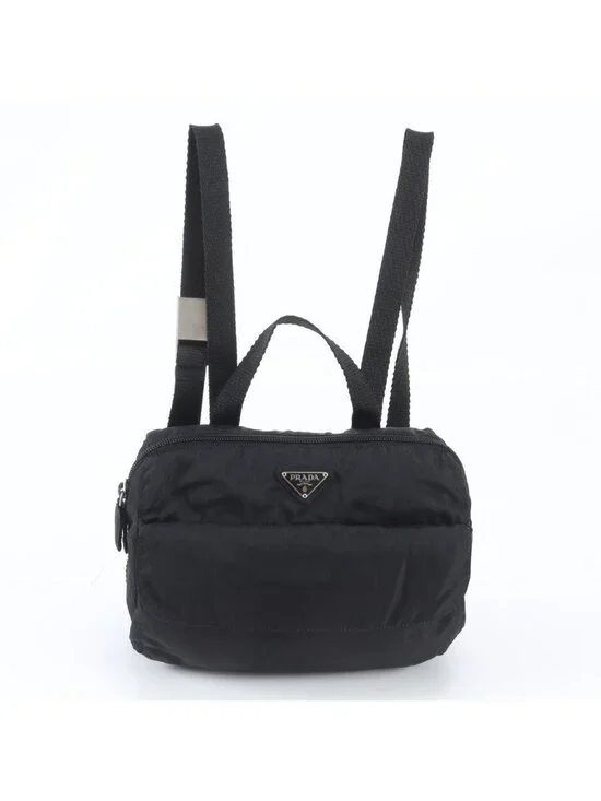 Prada Tessuto Nylon Triangle Logo Backpack Black
