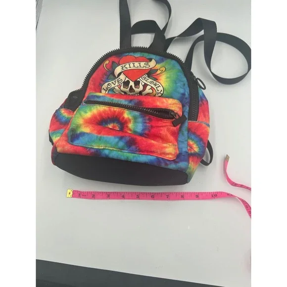 Ed Hardy Mini Backpack Love Kills Slowly Skull Tie Dye Rainbow Y2K Tattoo Art