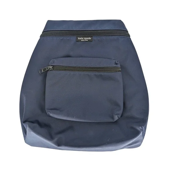 VTG 90s Y2K Kate Spade Nylon Backpack Small Navy Blue Mini Zip Pocket Preppy