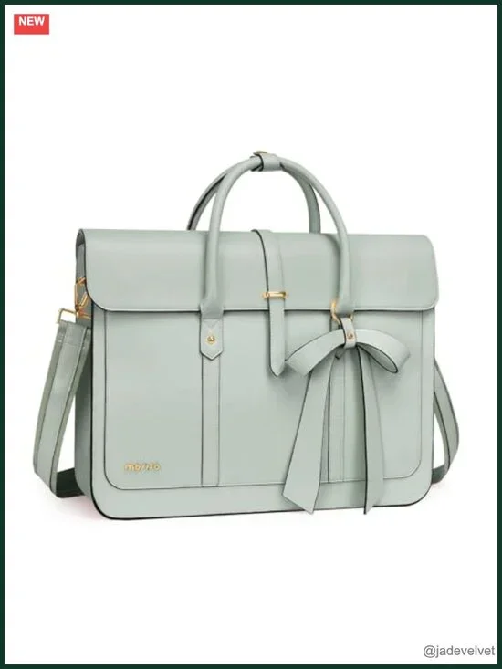 PU Leather Laptop Bag Convertible Backpack Shoulder Bag with Bowknot