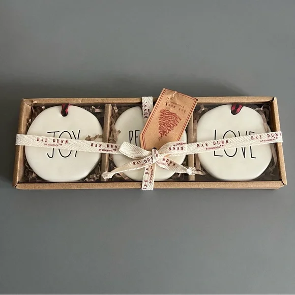 Rae‎ Dunn Joy Peace Love Christmas Ornaments