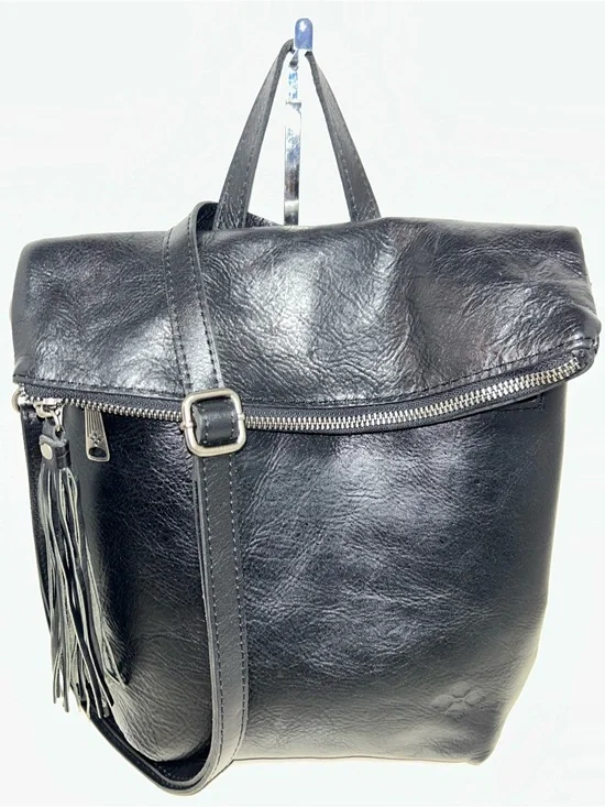 Patricia Nash Luzille Convertible Black Leather Backpack Crossbody Shoulder Bag