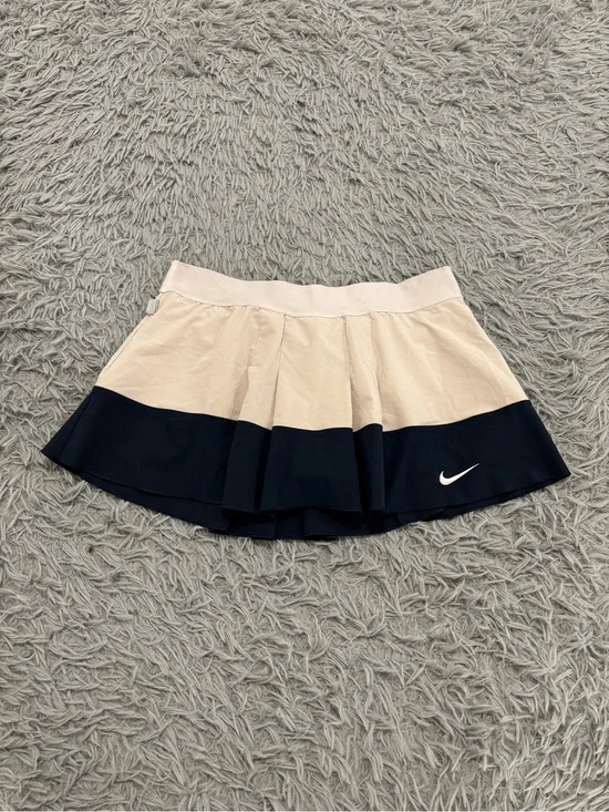 Nike Court Dri-Fit Women’s Cream Navy Pleated Tennis Skort Golf Pickleball Large