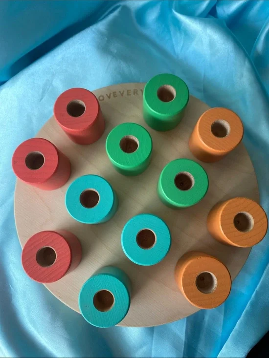 Lovevery Wooden Stacking Pegboard Color Sorting Peg Toy