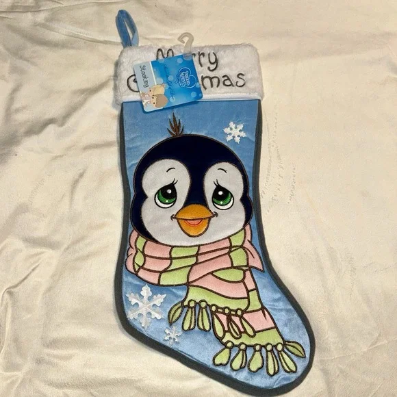 Precious Moments‎ Penguin Merry Christmas Stocking Blue White 2016 19