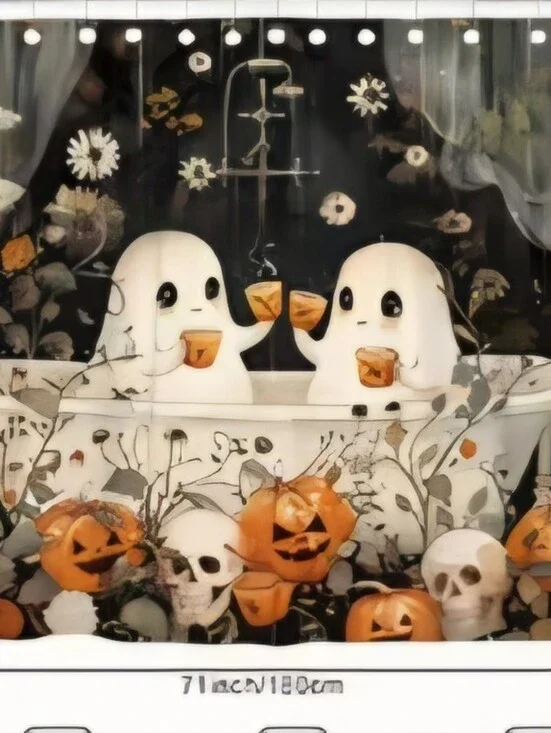 New Halloween Ghost Couple Shower Curtain 71x71 #1453-1366