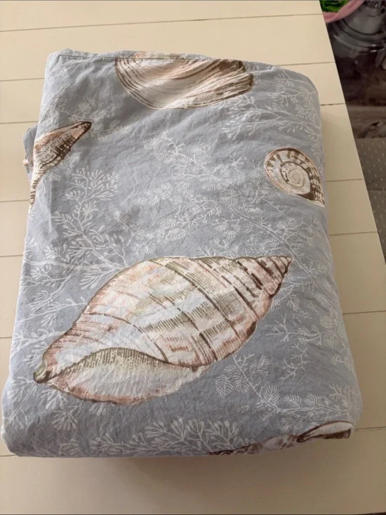 Pottery Barn Sea Shells Cream and Soft Brown Coastal vibe Cotton King size Duvet