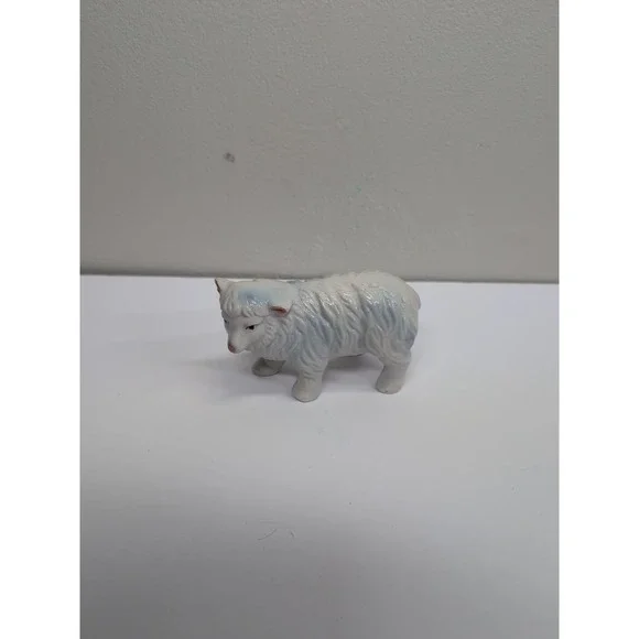Vintage Homco Ceramic White Sheep Figurine, model #5552 Nativity Scene