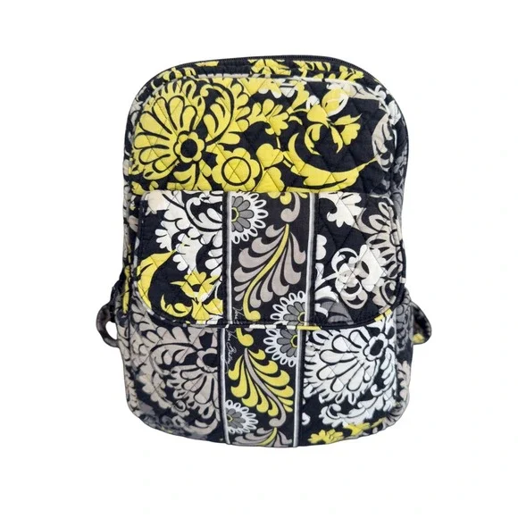 Vera Bradley Backpack Retired Baroque Yellow Black Quilted Cotton‎ Bag