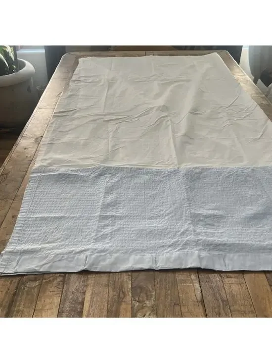 ROOTS Shower Curtain White & Blue 100% Cotton 69.5