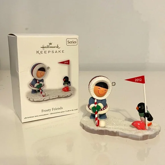 Hallmark 2012‎ Frosty Friends Christmas Ornament Eskimo & Penguin Golfing