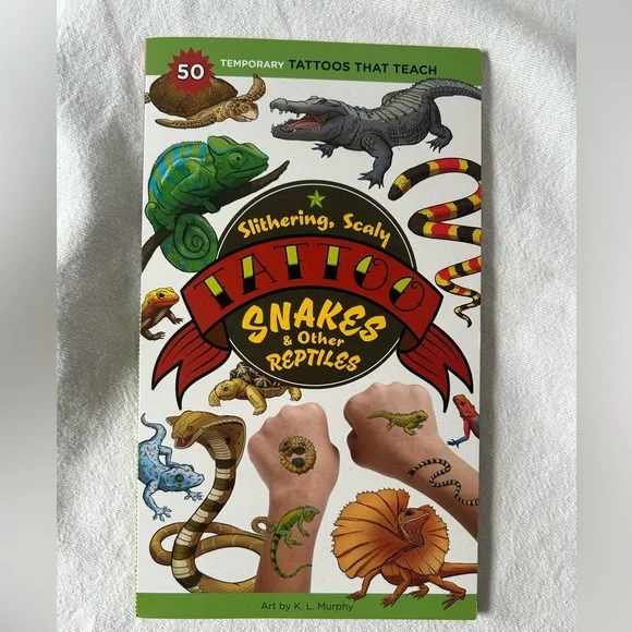 Snakes & Other Reptiles Temporary Tattoo Book - Multicolor Unused!