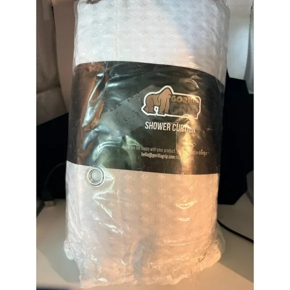 Gorilla Grip Shower Curtain Ivory Textured Fabric Bathroom Decor 72x72
