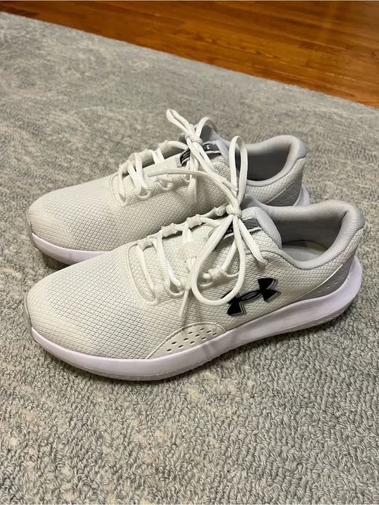 Under Armour White & Light Gray Mesh Running Shoes