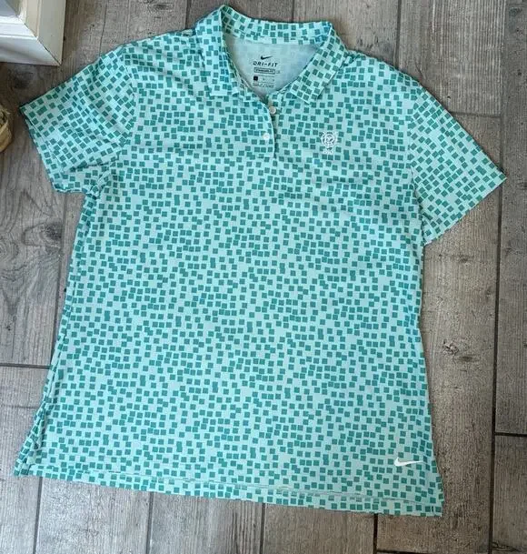 Nike Dri-Fit Women's Large Golf Polo Ridgewood Country Club NJ Turquoise
